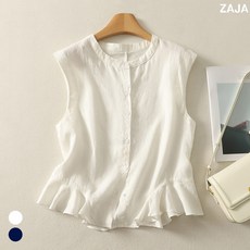 ZAJA 여성 여름 민소매 셔츠 라운드넥 편안한 데일리룩