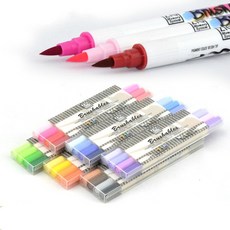 吳竹Kuretake MS-7700 ZIG 雙頭軟筆刷麥克筆 4色套組 水性顏料 雙色軟筆刷, 1個, 綠色系 MS-7700/4VGR