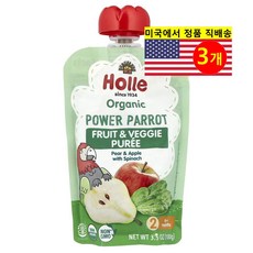 Holle 6개월 이상 유아용 맛있고 영양이 풍부한 오가닉 퓌레 이유식 파우치 100g 3개