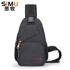 SIMU 思牧男士胸包，斜跨韓版單肩包，升級版左右肩，外出旅遊登山健行騎車運動帆布復古胸包，多色可選
