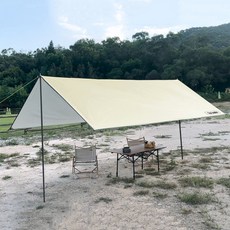 탑 랜더 대형 렉타 캠핑 방수 타프 차량용어닝 야외용 UV 차단, 천 타프만, 연한 카키