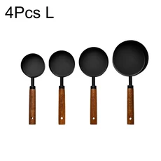 체중계 나무 손잡이가 달린 스테인리스 스틸 측정 스푼 주방 다이닝 바 베이킹 컵 4 8, 07 4Pcs Black L