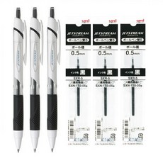 더주니 유니 제트스트림 SXN-150 단색 볼펜 3개 + 리필 3개 세트, 1개, 0.5mm 블랙 3개 + 리필 3개 세트