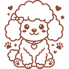 (아름드리) 푸들 애견 강아지 멍뭉이 댕댕이 그래픽스티커, 커피브라운
