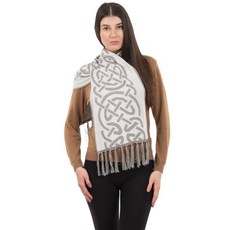 SAOL 여성용 전통 셀틱 매듭 스카프 100% 이집트 면 하버 그레이. 140985, 하버 그레이