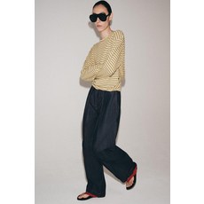 ZARA 코튼-린넨 스트라이프 티셔츠 - 베이지 0858/037/983 512858575