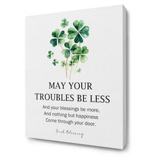 ChissNook Irish Kitchen 기도 캔버스 벽 아트 액자 Bless Us with Good Food 성 패트릭의 날 아일랜드 행운의 토끼풀 포스터 프린트 장식 가, Blessing 01