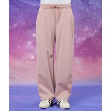 [와이케이] 와이드 크랙 아티피셜 레더 밴딩 팬츠 더스트핑크