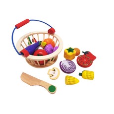 그린토이 자석 야채 바스켓 원형 원목 장난감 엄마 역할 놀이, 1개