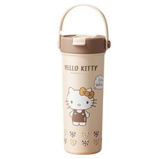 StarR 고양이 캐릭터 플라워 감성 손잡이 보온보냉 텀블러 3732, 커피, 1개, 600ml 커피, 1개, 600ml