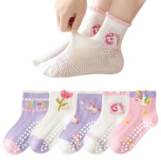 투해피 키즈 미끄럼방지 메쉬양말 5컬레- S14 튤립