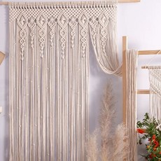 마크라메 커튼 바란스 문발 AA 부엌 패브릭 가리개 100x180cm 가림막