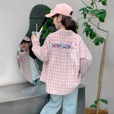 賣場優選新款可愛童裝女童襯衫女童格子襯衫春裝2025新款兒童長袖襯衣春秋外套中大童防曬皮膚衣