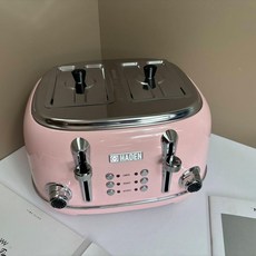 팝업 토스팅 업소용 토스터 굽기조절 베이글 가정용 냉동, 뚜껑형 빈티지핑크, 기본 색상