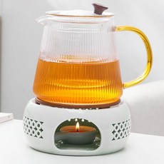 다도용 도자기 차워머 화이트 브론즈 온도유지 찻잔워머