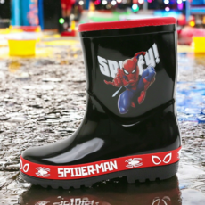 [당일출고]스파이더맨 아동 장화 레인 부츠 신발 캐릭터 어린이 키즈 아이 미끄럼 방지 블랙