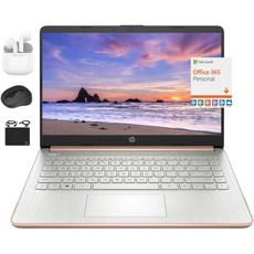 HP 2024 14인치 얇고 가벼운 노트북 (학생/업무용) 쿼드 코어 인텔 N4120 8GB RAM 192GB (64GB eMMC + 128GB 확장 카드) 1년 오피스, 9) 로즈 골드  8GB RAM  256GB 저장 공간, 1개