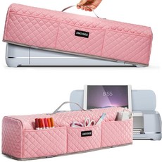 AMOIGEE Padded Dust Cover Compatible with Cricut Maker Maker 3 Explore Air 2 3 Machine Pockets f, Pink (With Handle), Pink (With Handle)