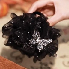 氣質網紗蝴蝶髮夾, 1個, 新款巴黎王妃法式2025高級鯊魚髮夾氣質, N/A