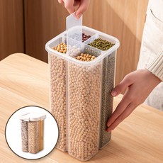 하리코 분리형 칸막이 잡곡통 곡물 용기 쌀 보관함, 화이트, 1개