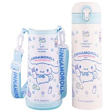 다나에 산리오 공식 라이센스 원터치 스텐텀블러 + 물병 가방, 1개, 480ml, 블루