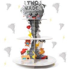 ArianQicult 비디오 게임 컵케이크 스탠드 - 3단 게이밍 라운드 케이크 타워 테마 판지 디저트 홀더 파티 장식 어린이 남아 생일 용품 187056, 그레이 투 나도 라운드