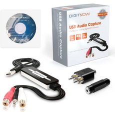 DIGITNOW USB 2.0 오디오 캡처 카드 / 10 WINDOWS 카세트에서 카세트 변환기 7 MP3 VISTA 및 MAC 8 디지털, black
