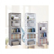 루미나D 다용도 수납장 조립식 책장 틈새 패브릭 3칸 4칸 5칸, 선택_5칸 책장 그레이, 선택_5칸 책장 그레이, 상세페이지 참조