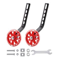 兒童自行車輔助輪 腳踏車配件 輔助閃光輪 平衡車扶助輪 童車防側翻 12-20吋通用, 1個, 紅色_閃光輔助輪, 紅色