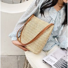 [당일배송] 데일리 심플 스퀘어 라탄백 숄더백 에코백