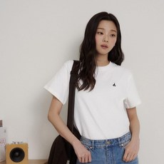 [백화점 정품] 빈폴 레이디스 코튼 오버핏 반소매 티셔츠 - 화이트 BF6242C901