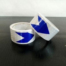 反光貼 車用 箭頭導嚮標 防撞警示貼紙 工程地貼 反光貼條, 1個, 高反光強膠 白+藍, 超強貼10CM寬 * 15.1 米