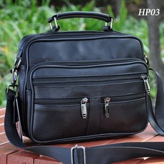男士斜挎手提包 HP03d 黑色牛皮 橫寬28高24厚10cm 背提兩用包, HP03（牛皮)橫寬25高20厚10cm,黑色+背提兩用（外6內1口袋）