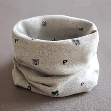 목도리 겨울 방한 머플러 남아 여아 순면 보온 귀보호 넥워머, 그레이-베어