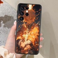 귀멸의칼날 젠이츠 갤럭시케이스 삼성 귀칼 S23 S24 S20 S22 번개의호흡 S21, 나일론, 금색