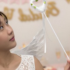 축하행사 변장의상 천상계 지팡이장식 흰색깃털 투명구슬 무대공연 촬영소품 파티용품, 1개, 상세페이지 참조