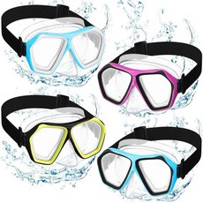코 커버가 있는 성인용 수영 고글 4개 스노클 다이빙 마스크 패브릭 스트랩이, Classic Colors, 클래식한 색상