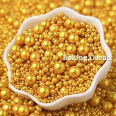 골드 아라잔 진주 스프링클 케이크 데코 장식 2/4/7mm 혼합 130g, 04_골드펄 7mm