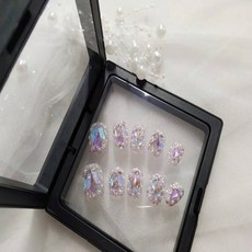 유니스뮬라 네일팁 퍼플 오로라 얼음스톤 진주 숏팁 U149, 1개