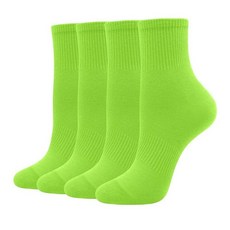 AzWeiler 유니 컬러풀하고 얇은 면 양말 쿼터 길이 통기성 크루 (4쌍) 남성 8.5-11 여성용 9-12 라임 그린. 미디엄110152, 라임 그린