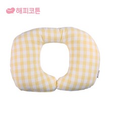 해피코튼 아기 목쿠션 자동차 유모차, 파스텔체크 옐로우