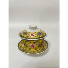 東昇瓷器餐具 鎮安萬壽無疆三件茶碗 黃 大款, 1個