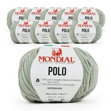 MONDIAL Sebi Polo 美麗諾羊毛編織線 40g x 10p, 621 灰綠色, 10個