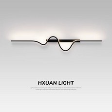 HXUAN LIGHT 客廳沙發電視背景牆走廊過道創意個性氛圍壁燈, 波浪款60cm-黑色