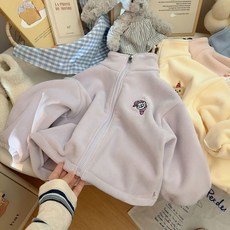 兒童加絨保暖外套 秋冬新款加厚女童開衫上衣