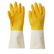 IKEA 橡膠手套 清潔手套 洗碗手套 RINNIG，耐用防滑，舒適透氣，家務清潔必備, 1個, M號 男生 黃色, 黃/白, M