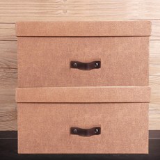 HYR 공간박스 수납장 종이 수납함 장난감 수납함, 길이 34.5 너비 26.5 높이 17cm, 브라운 2, 1개