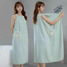 여성 원피스 타월 샤워 치마 롱 비치 드레스, 소형 (81-129파운드), 파란색 흡수성 좋음