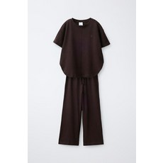 자라 ZARA 티셔츠와 와이드 레그 팬츠 세트 - 브라운 0613604700 983337