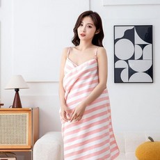 여름 여성용 스트랩 목욕 드레스 한국 스타일 백리스 여자 목욕 가운 조절 가능한 벨트 포함 시원한 통기성, 분백, 1개